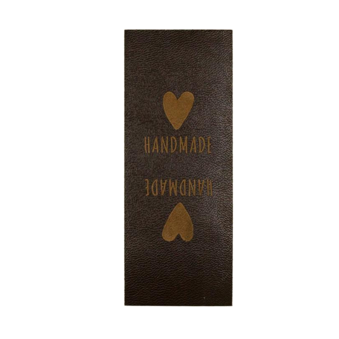 Étiquette pliable en similicuir Handmade, marron foncé