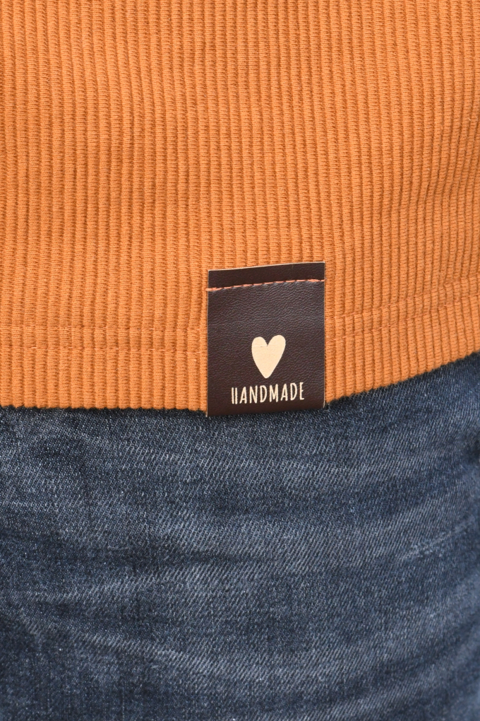 Étiquette pliable en similicuir Handmade, marron foncé