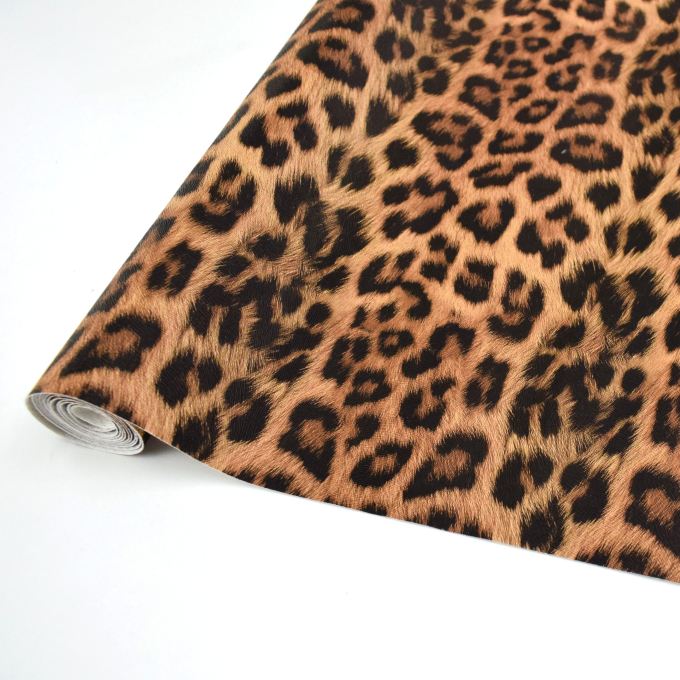 Faux leather metallic Animal Print, brown 130 x 40 cm