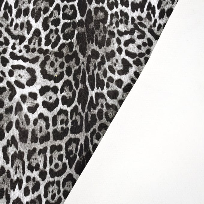 Faux leather metallic Animal Print, black 130 x 40 cm