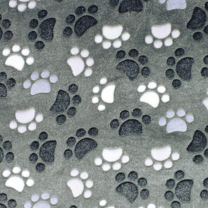 Tissu polaire doux jacquard patte de chien chat, gris