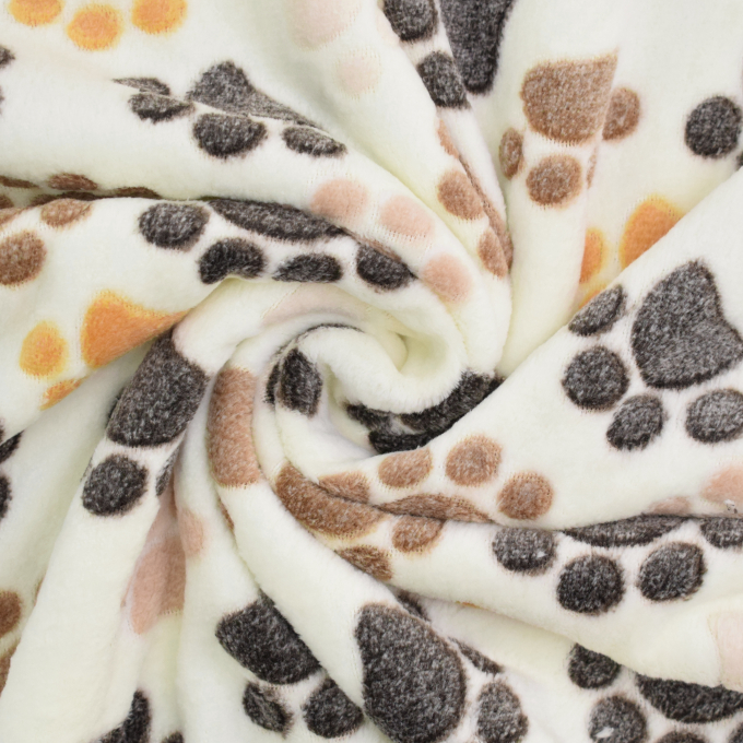 Zachte fleece jacquard stof pootjes, gebroken wit