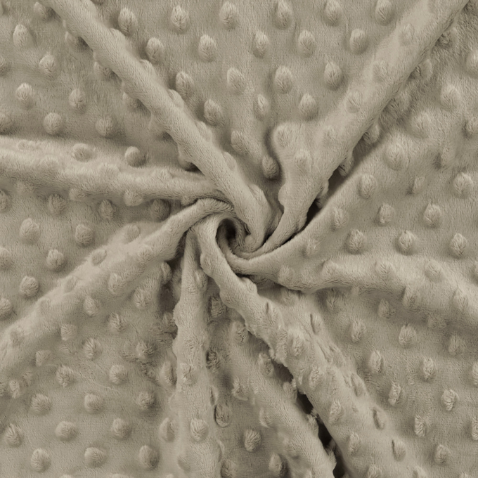 Fleece stof Minky Dots, beige grijs