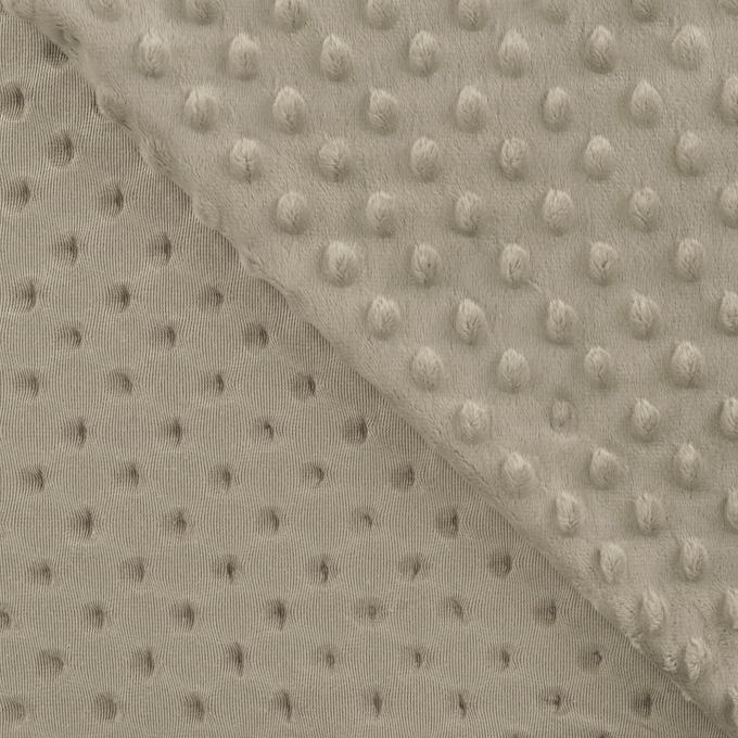 Fleece stof Minky Dots, beige grijs