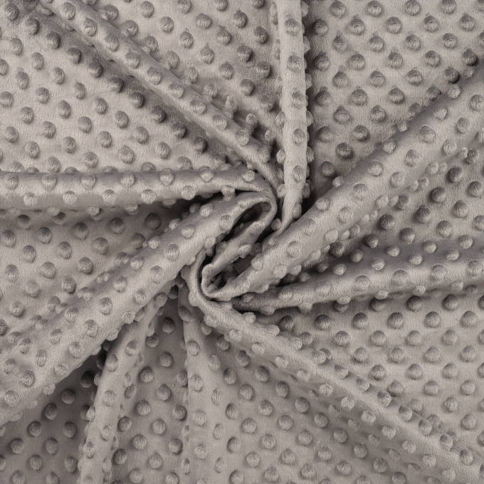 Tissu polaire minky doux à pois, gris
