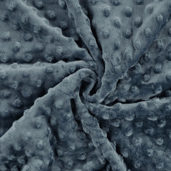 Fleece stof Minky Dots, grijsblauw