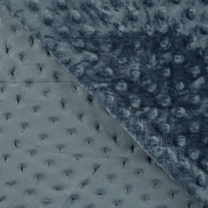 Fleece stof Minky Dots, grijsblauw