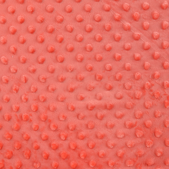 Fleece stof Minky Dots, koraalrood