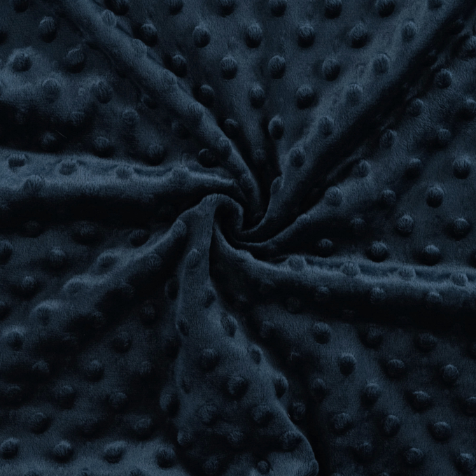 Tissu polaire minky doux à pois, bleu marine