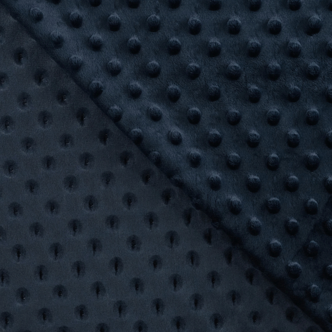 Tissu polaire minky doux à pois, bleu marine