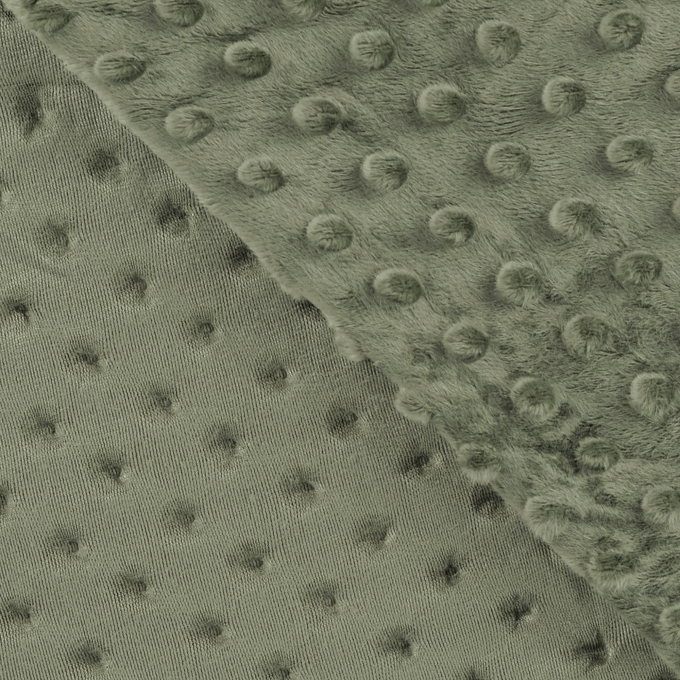 Fleece stof Minky Dots, olijfgroen