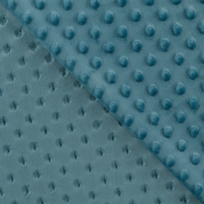 Tissu polaire minky doux à pois, bleu pétrole