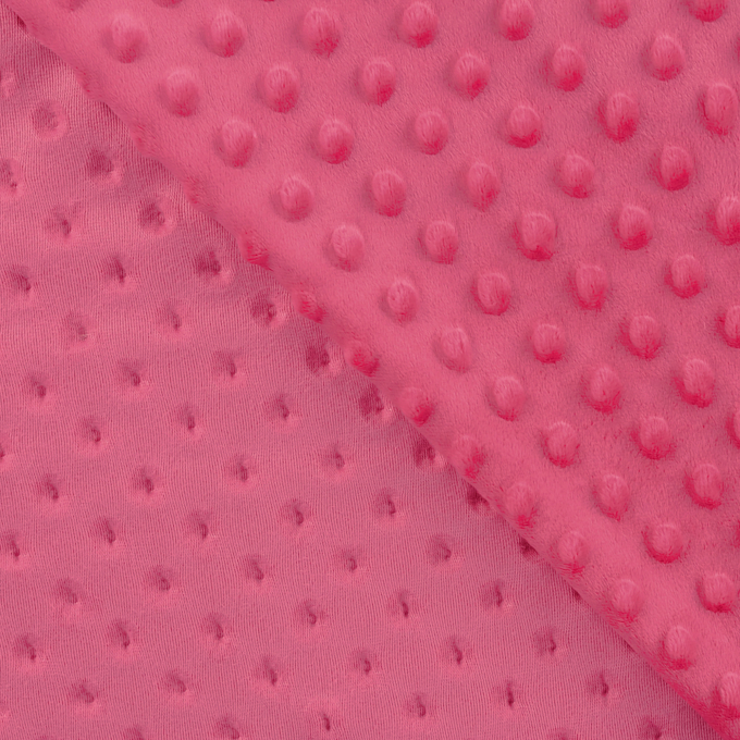 Tissu polaire minky doux à pois, rose fuchsia