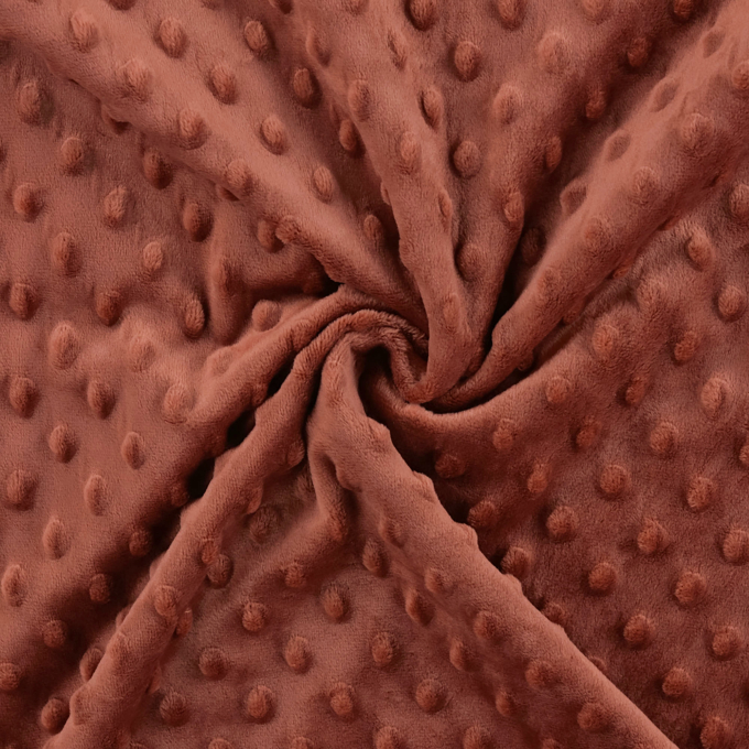 Fleece stof Minky Dots, roestrood