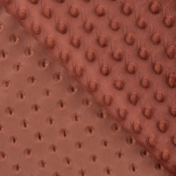 Fleece stof Minky Dots, roestrood