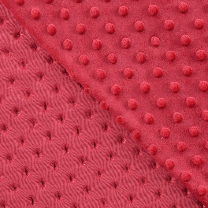 Tissu polaire minky doux à pois, rouge