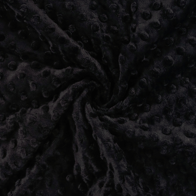 Fleece stof Minky Dots, zwart