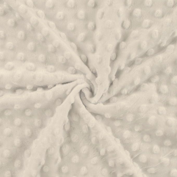 Fleece stof Minky Dots, gebroken wit