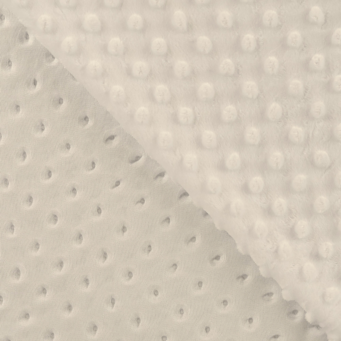 Fleece stof Minky Dots, gebroken wit