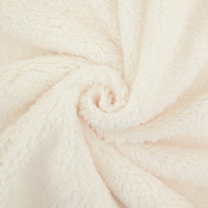 Tissu sherpa peluche teddy, écru