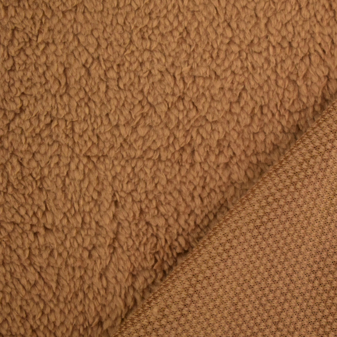 Tissu sherpa peluche teddy, marron clair