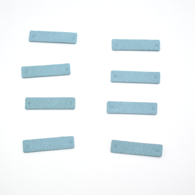Étiquette en similicuir Handmade rectangulaire, bleu denim