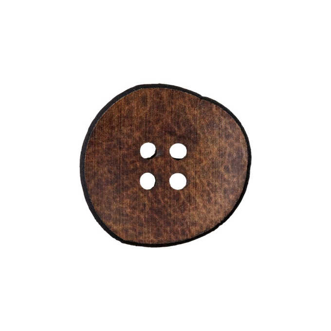 Bouton couture en cuir recyclé, 4 trous, uni, 30 mm