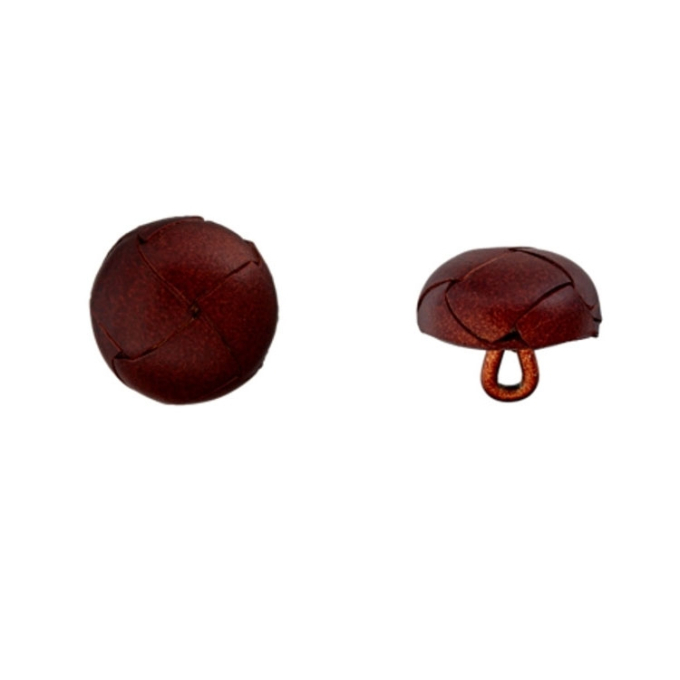 Leather Button Shank, 18 mm, matt dark brown