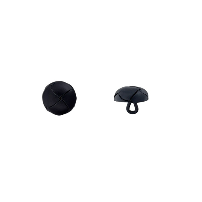 Leather-knop, zwart, 15 mm