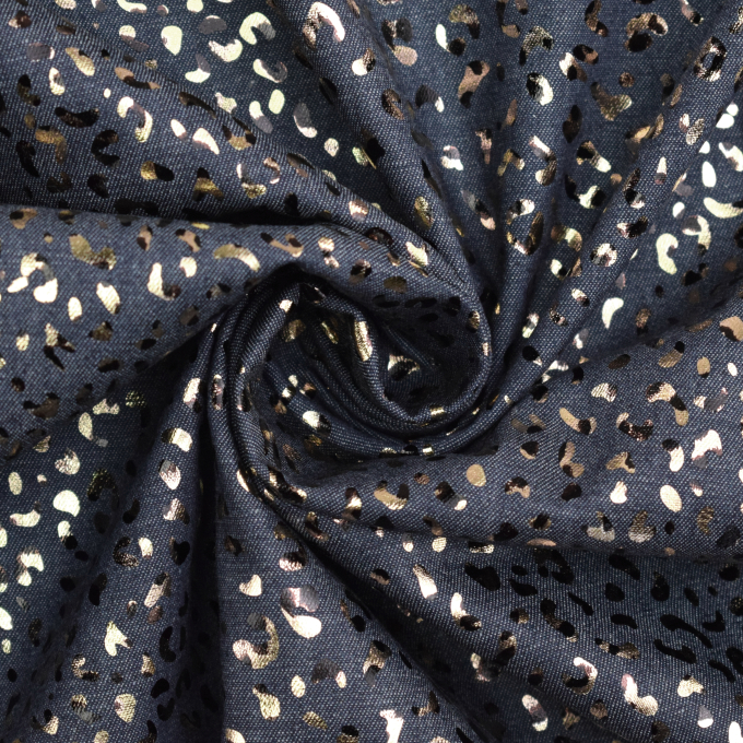 Lichte jeansstof chambray Golden Leo, donkerblauw