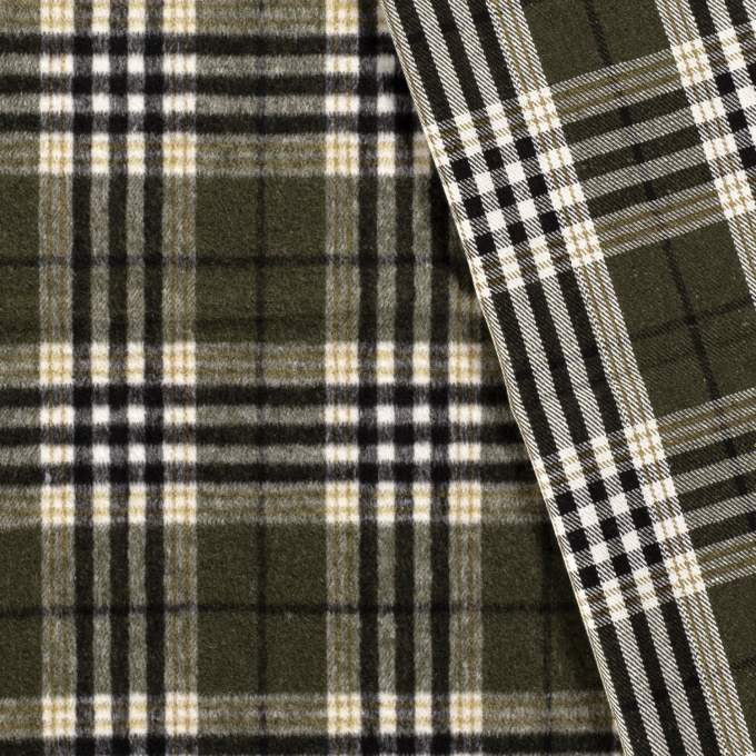 Lightweight coat fabric roughed chequered, olive green