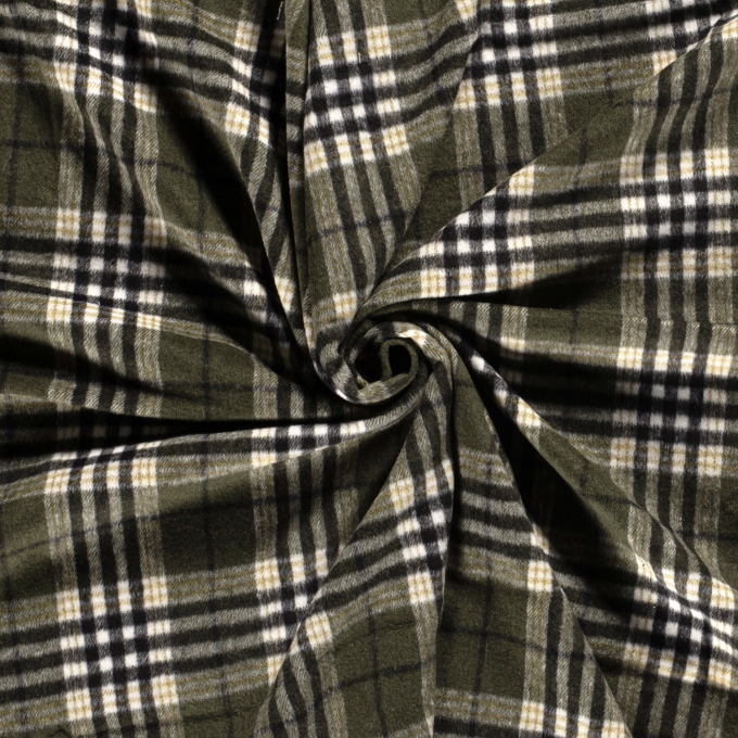 Lightweight coat fabric roughed chequered, olive green