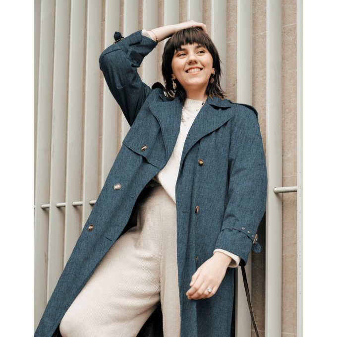 Leichter Outdoorstoff Melanie, jeansblau meliert