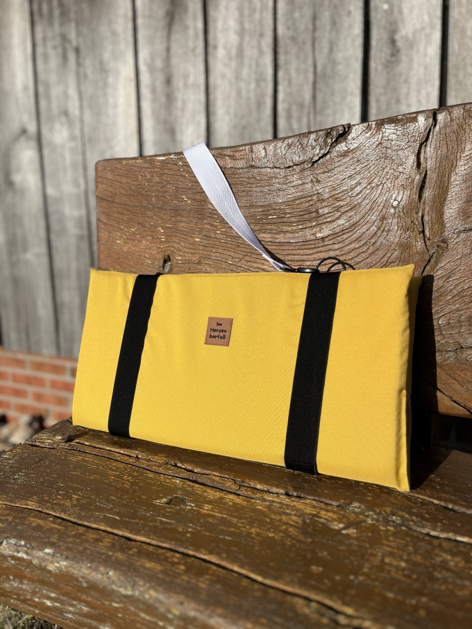Tissu déperlant extérieur léger Panama uni, jaune moutarde