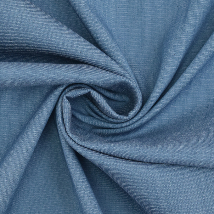 Lichte jeansstof stretch chambray, helderblauw