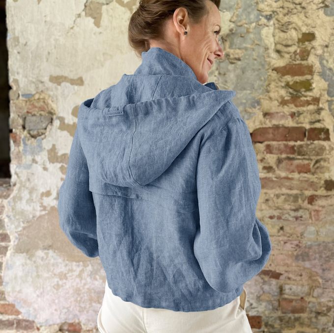 Lichte jeansstof stretch chambray, helderblauw