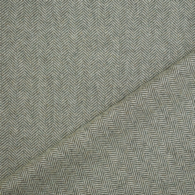 Lightweight Wool fabric herringbone, olive green