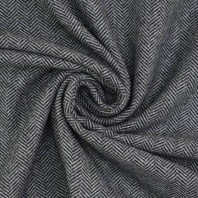 Lightweight Wool fabric herringbone, black
