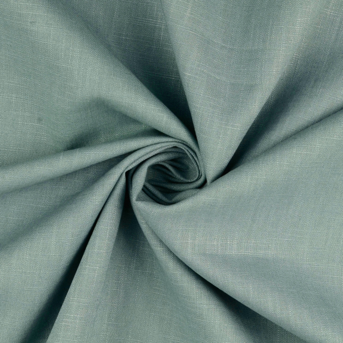Tissu lin coton, bleu pétrole pastel