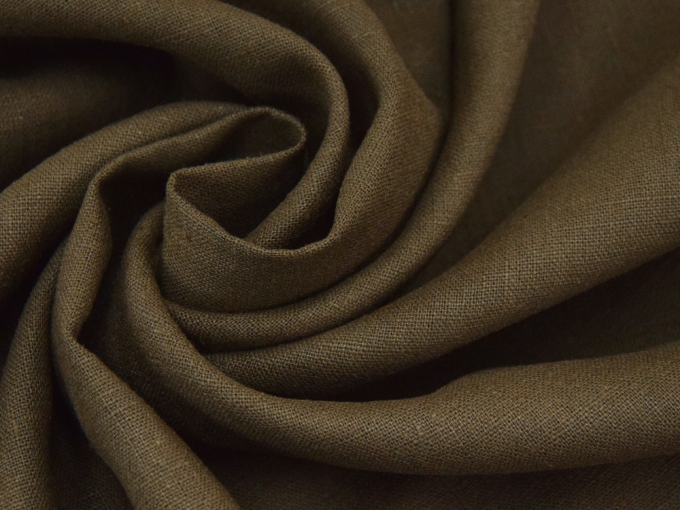 Tissu lin coton, marron foncé