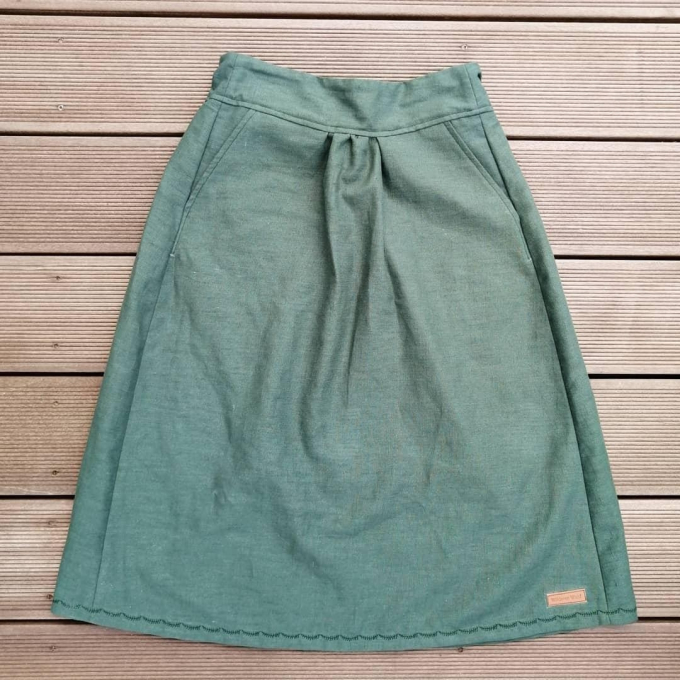 Tissu lin coton, vert foncé