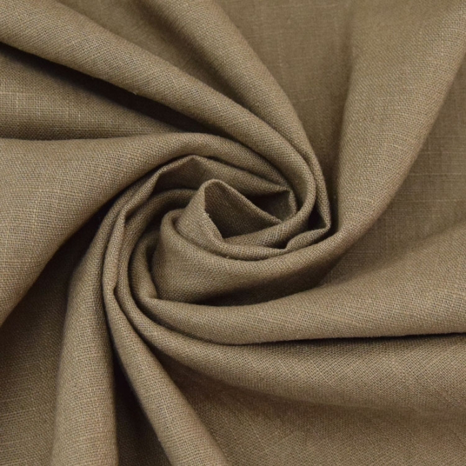 Tissu lin coton, marron clair