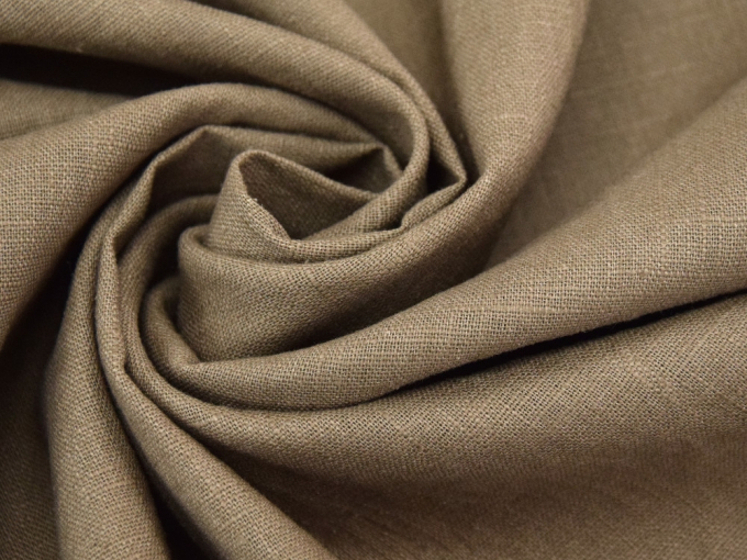Tissu lin coton, marron clair
