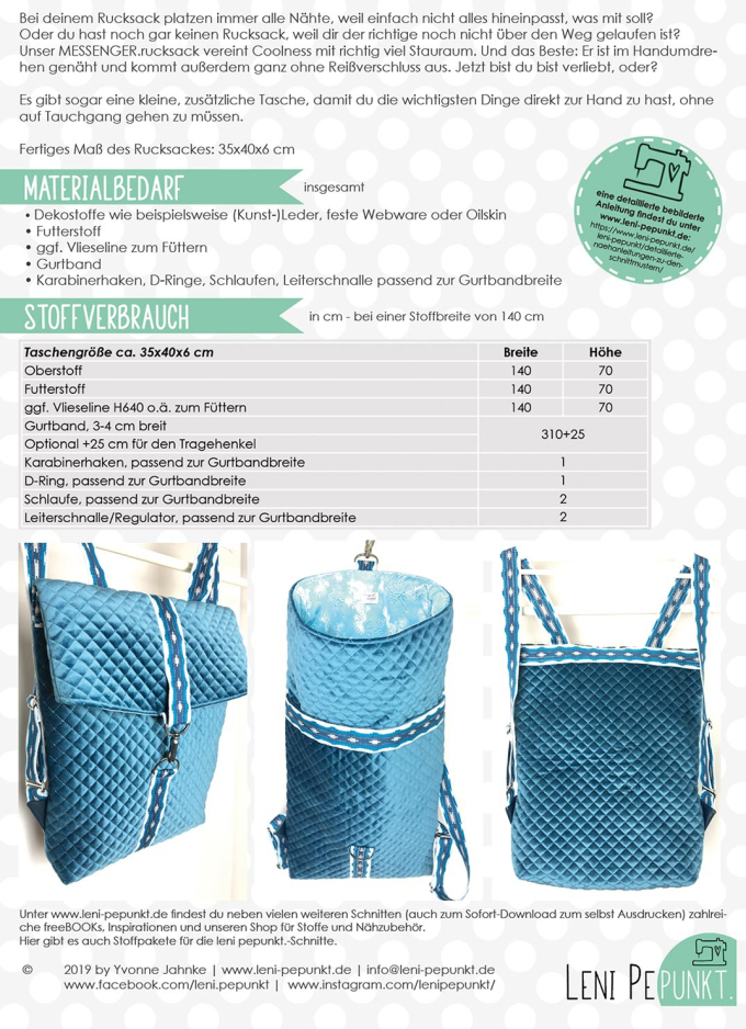 Leni Pepunkt MESSENGER.rucksack paper pattern, German