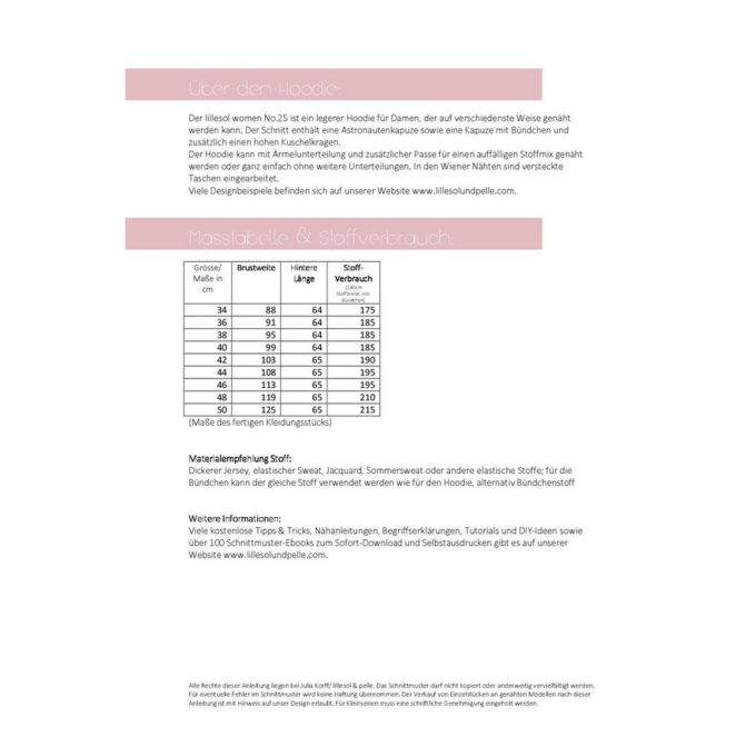 Lillesol Women No. 25 Hoodie Papierschnittmuster