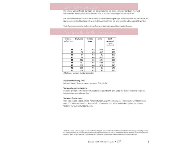 Lillesol Women No. 29 Cardigan paper pattern, en allemand