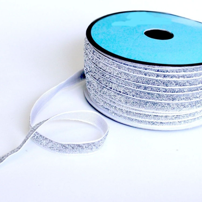 Lurexband, 10 mm, zilverkleurig