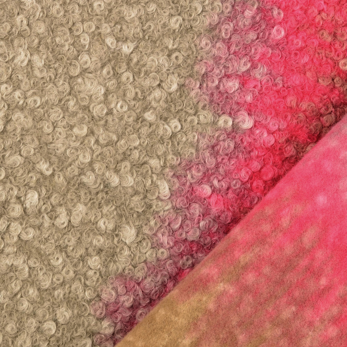 Tissu bouclette effet dégradé, rose fuchsia