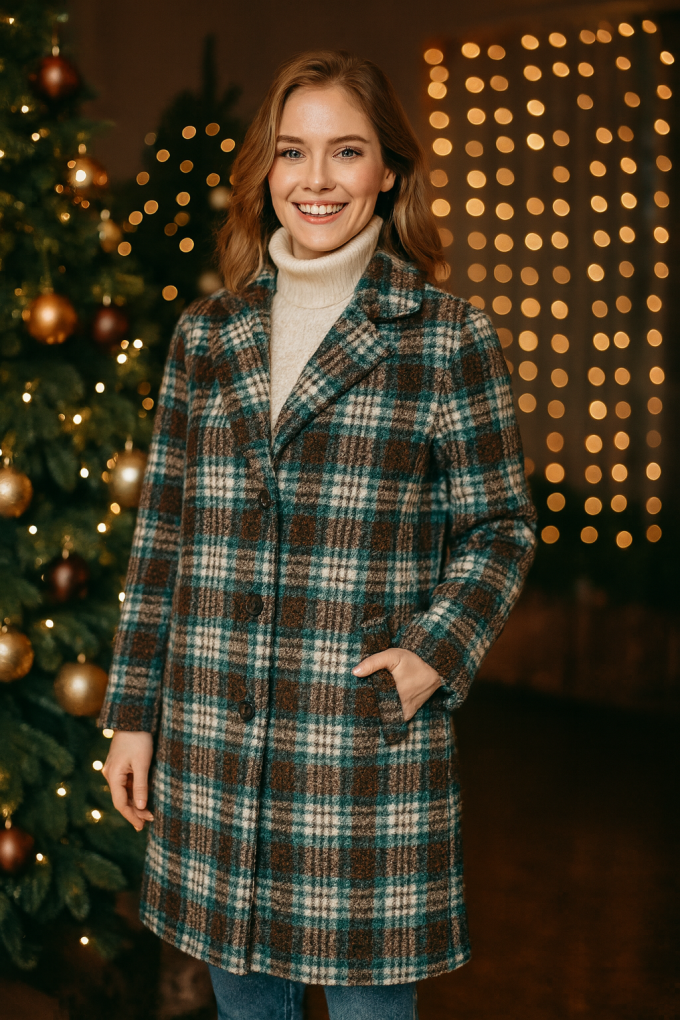 Tissu bouclette karo, marron