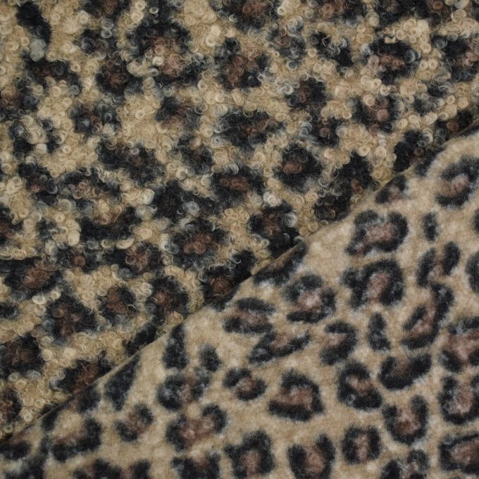 Tissu bouclette Leo, chamois